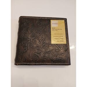 Furio Home Embossed Brown Leather Photo Album Mini Memo Holds 100 Photos